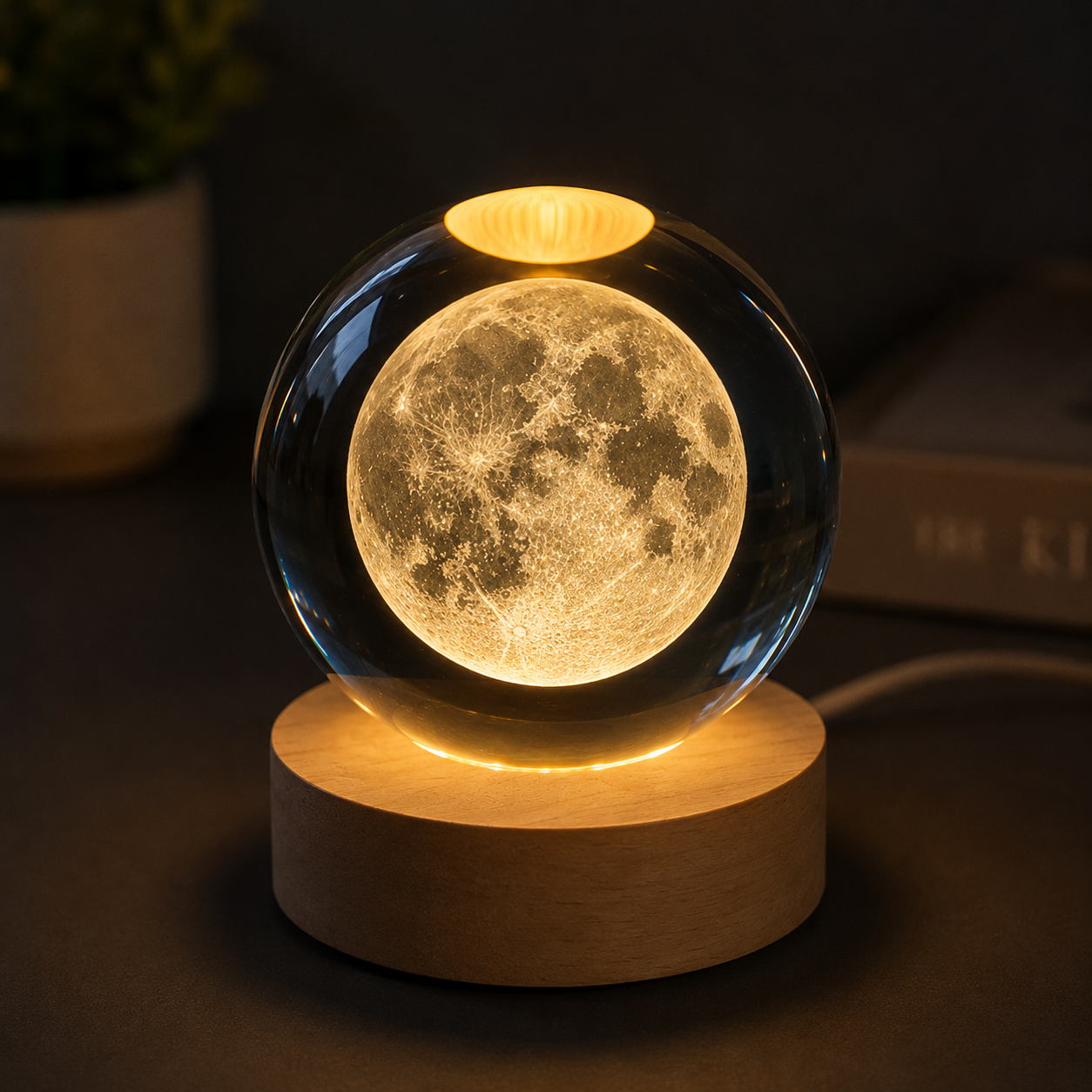 Lampara Luna Llena 3d Flotante